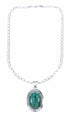 Navajo Turquoise Pendant Sterling Silver 16" Italian Mariner Chain Necklace Set SX10655