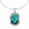 Navajo Turquoise Pendant Sterling Silver 16" Italian Mariner Chain Necklace Set SX10656