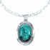Navajo Turquoise Pendant Sterling Silver 16" Italian Mariner Chain Necklace Set SX10656