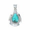 Native American Navajo Turquoise Sterling Silver Tear Drop Pendant SX10660