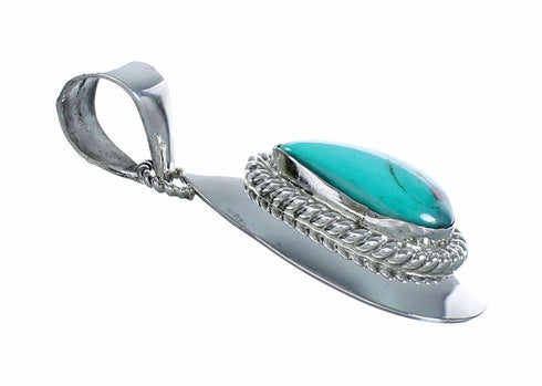 Native American Navajo Turquoise Sterling Silver Tear Drop Pendant SX10660