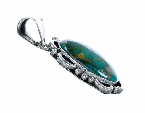 Genuine Turquoise Sterling Silver Navajo Pendant SX10664