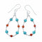 Genuine Turquoise And Coral Liquid Silver Hook Dangle Earrings SX10680