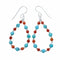 Genuine Turquoise And Coral Sterling Silver Hook Dangle Earrings SX10681