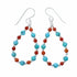Genuine Turquoise And Coral Sterling Silver Hook Dangle Earrings SX10681