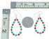 Genuine Turquoise And Coral Sterling Silver Hook Dangle Earrings SX10681