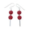 Sterling Silver Navajo Coral Bead Hook Dangle Earrings SX10679