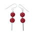 Sterling Silver Navajo Coral Bead Hook Dangle Earrings SX10679