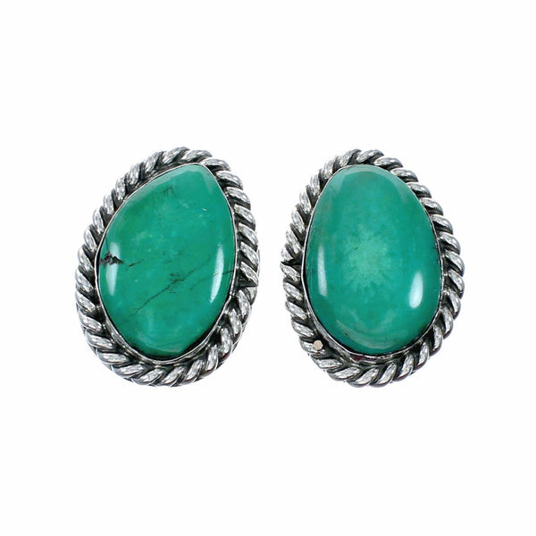 Genuine Navajo Turquoise Sterling Silver Post Earrings SX10670