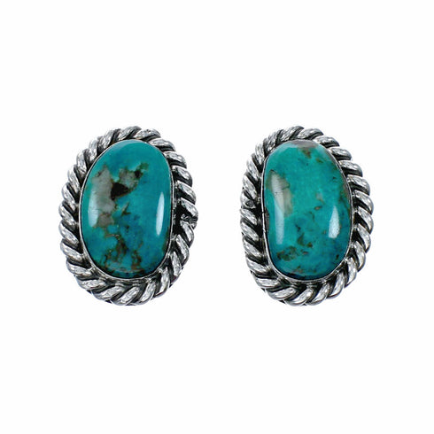 Genuine Navajo Turquoise Sterling Silver Post Earrings SX10671