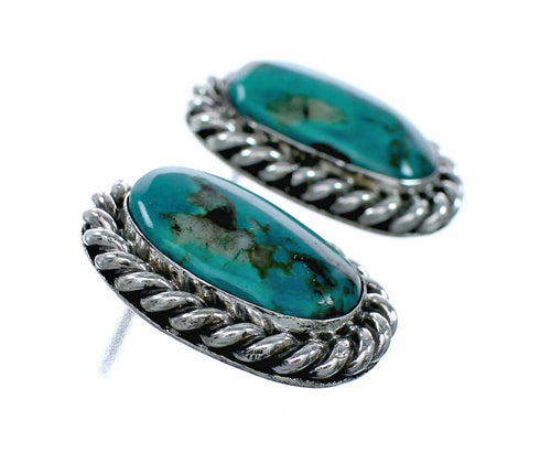 Genuine Navajo Turquoise Sterling Silver Post Earrings SX10671
