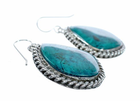Turquoise Genuine Sterling Silver Navajo Hook Dangle Earrings SX10673