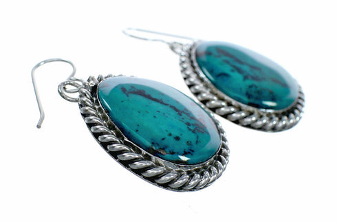 Navajo Turquoise Sterling Silver Hook Dangle Earrings SX10675