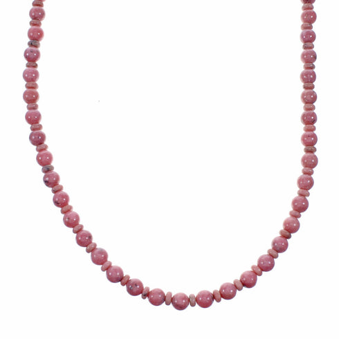 Rhodochrosite Navajo Sterling Silver Bead Necklace SX10706