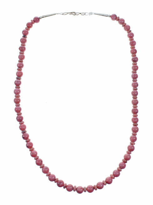 Rhodochrosite Navajo Sterling Silver Bead Necklace SX10706