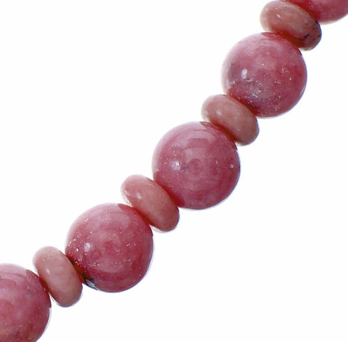 Rhodochrosite Navajo Sterling Silver Bead Necklace SX10706