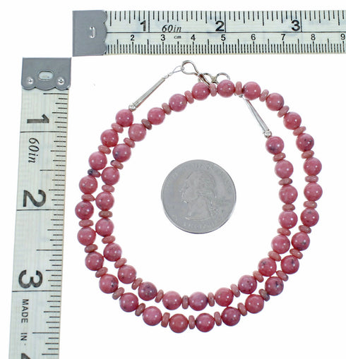 Rhodochrosite Navajo Sterling Silver Bead Necklace SX10706