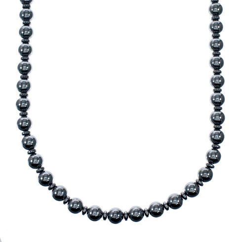 Sterling Silver Hematite Native American Bead Necklace SX10708