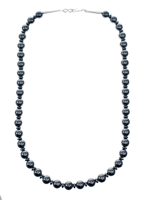Sterling Silver Hematite Native American Bead Necklace SX10708