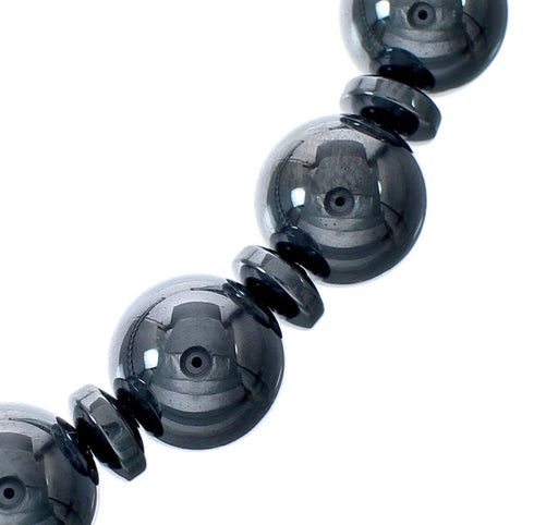 Sterling Silver Hematite Native American Bead Necklace SX10708