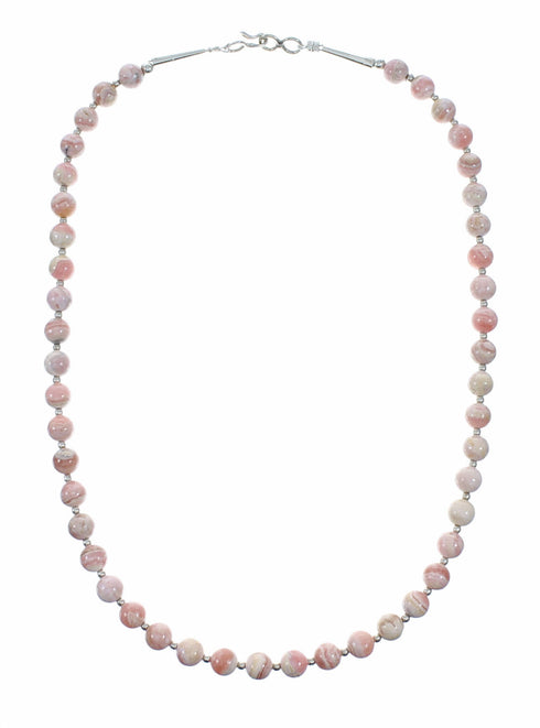 Native American Rhodochrosite Navajo Sterling Silver Bead Necklace SX10716