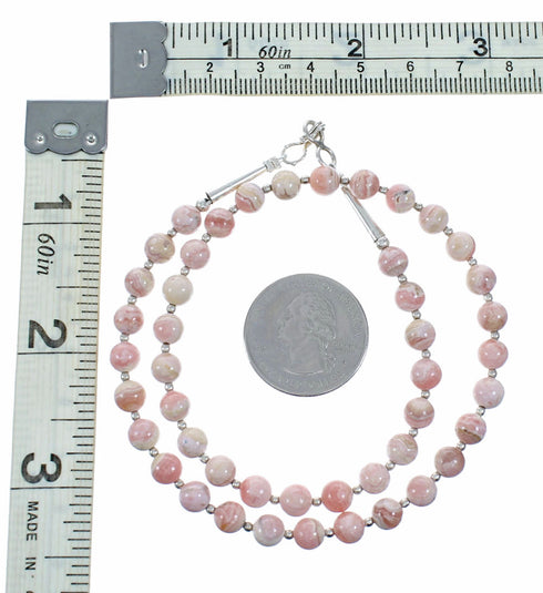 Native American Rhodochrosite Navajo Sterling Silver Bead Necklace SX10716