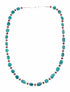 Turquoise And Coral Navajo Sterling Silver Bead Necklace SX10696