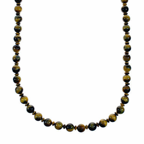 Genuine Navajo Tiger Eye Silver Bead Necklace SX10702