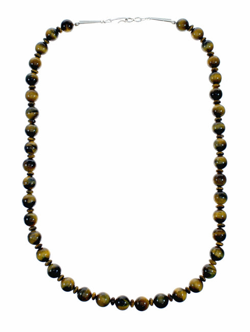 Genuine Navajo Tiger Eye Silver Bead Necklace SX10702