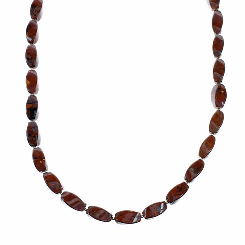 Genuine Jasper Navajo Silver Bead Necklace SX10701