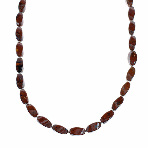 Genuine Jasper Navajo Silver Bead Necklace SX10701