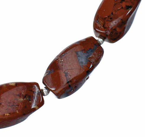 Genuine Jasper Navajo Silver Bead Necklace SX10701