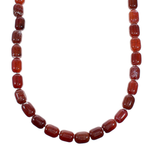 Genuine Navajo Carnelian Sterling Silver Bead Necklace SX10695