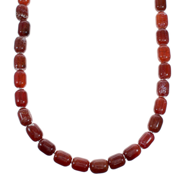 Genuine Navajo Carnelian Sterling Silver Bead Necklace SX10695
