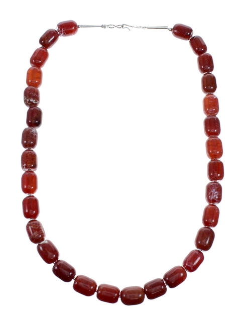 Genuine Navajo Carnelian Sterling Silver Bead Necklace SX10695