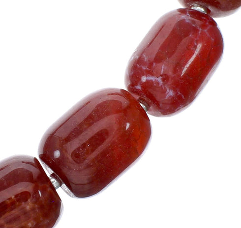 Genuine Navajo Carnelian Sterling Silver Bead Necklace SX10695