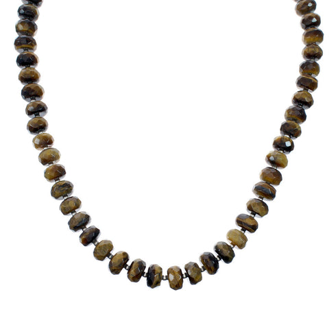 Genuine Navajo Tiger Eye Silver Bead Necklace SX10710