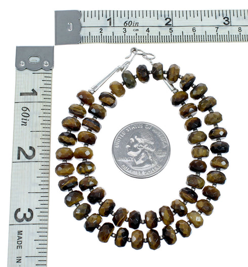 Genuine Navajo Tiger Eye Silver Bead Necklace SX10710