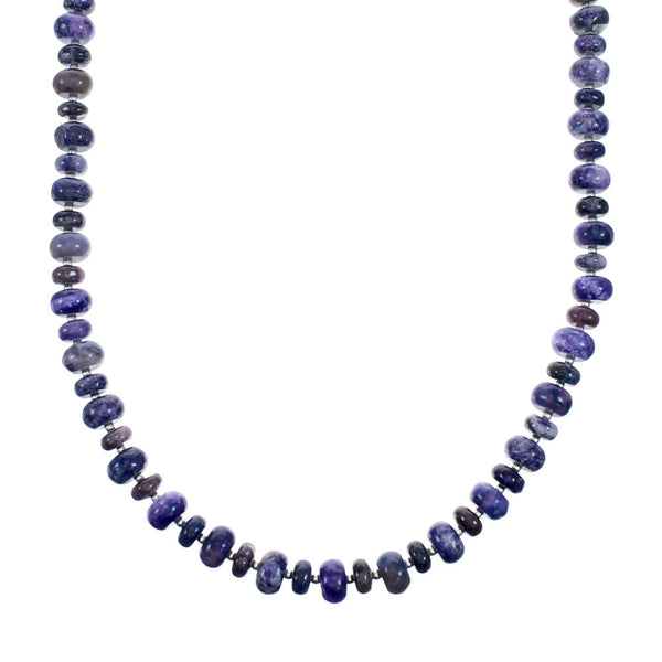Charoite Sterling Silver Rondelle Bead Necklace SX10715