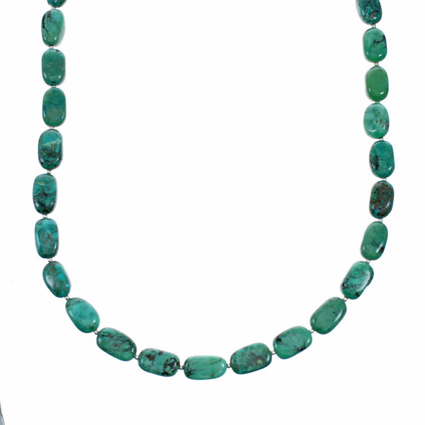 Navajo Turquoise Sterling Silver Native American Jewelry Bead Necklace SX10693