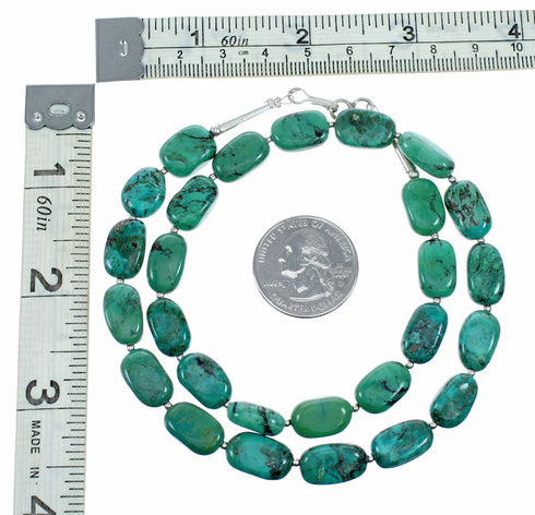 Navajo Turquoise Sterling Silver Native American Jewelry Bead Necklace SX10693