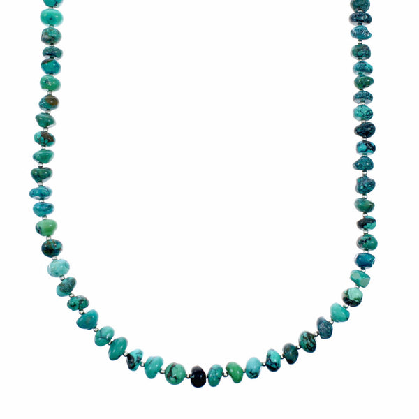 Navajo Turquoise Sterling Silver Jewelry Bead Necklace SX10703