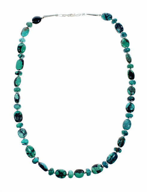 Genuine Navajo Turquoise Sterling Silver Jewelry Bead Necklace SX10704