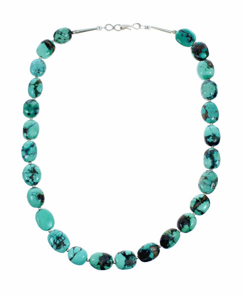 Genuine Navajo Turquoise Sterling Silver Jewelry Bead Necklace SX10705