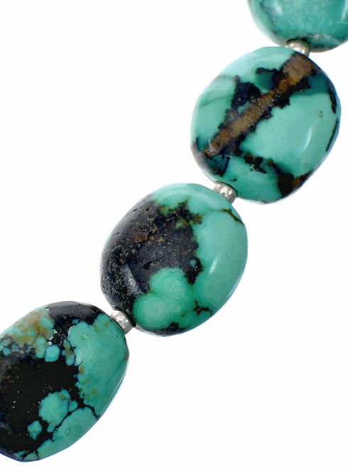 Genuine Navajo Turquoise Sterling Silver Jewelry Bead Necklace SX10705