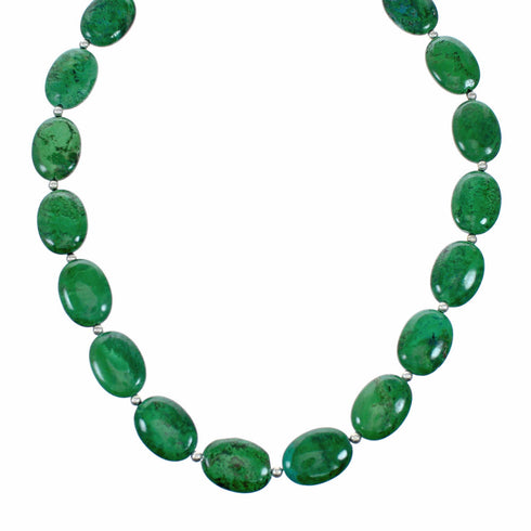 Navajo Sterling Silver Chrysocolla Bead Necklace SX10717
