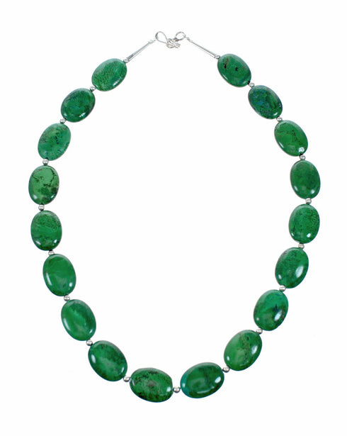 Navajo Sterling Silver Chrysocolla Bead Necklace SX10717