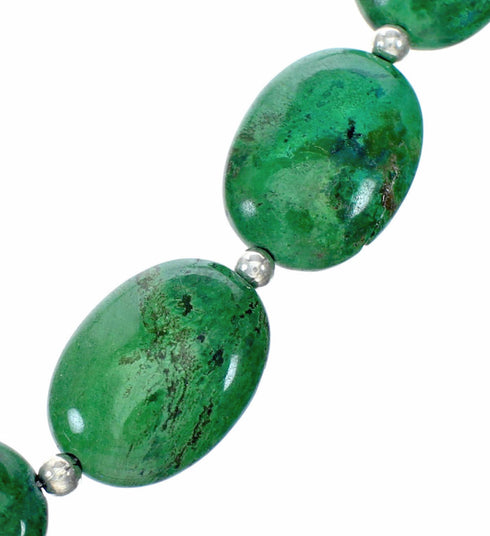 Navajo Sterling Silver Chrysocolla Bead Necklace SX10717