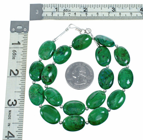 Navajo Sterling Silver Chrysocolla Bead Necklace SX10717