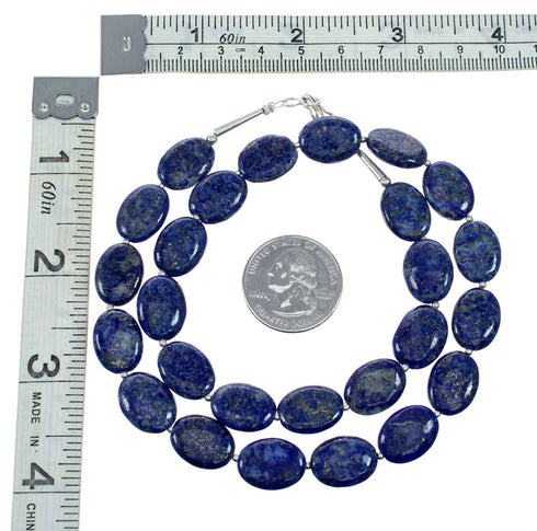 Lapis And Sterling Silver Authentic Bead Necklace SX10714